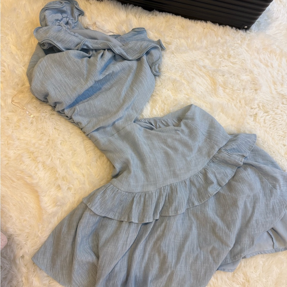 Fashion nova One-Shoulder Light Blue Mini Dress - Picture 3 of 7